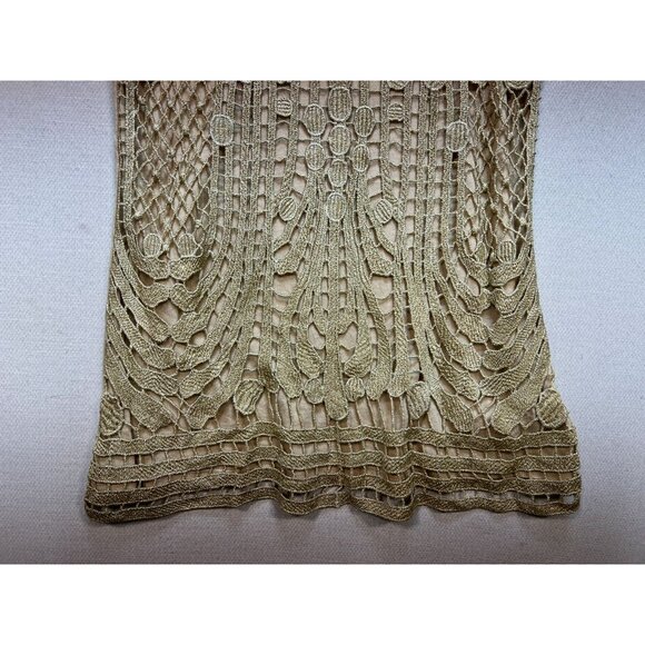 Express Women's Y2K Metallic Crochet Tank Top Sleeveless Stretch Size XS Gold - Picture 6 of 11
